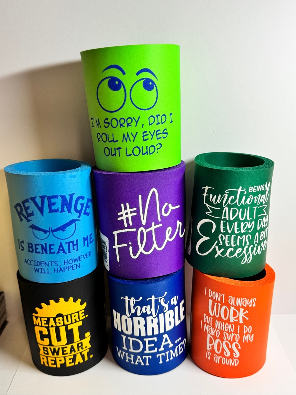 Novelty Drink Can Coolers - Bright Lime, Purple, Blue, Green, Orange, Black